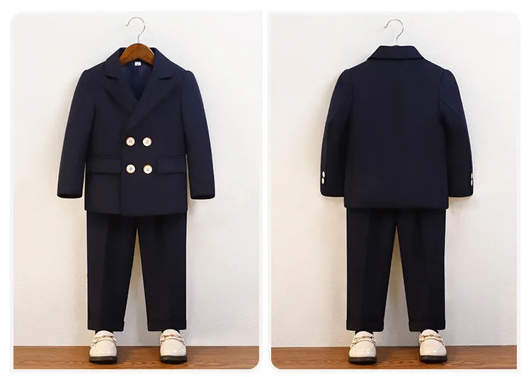 Elegant Boys’ Velvet Suit – British-Style Wedding & Party Outfit