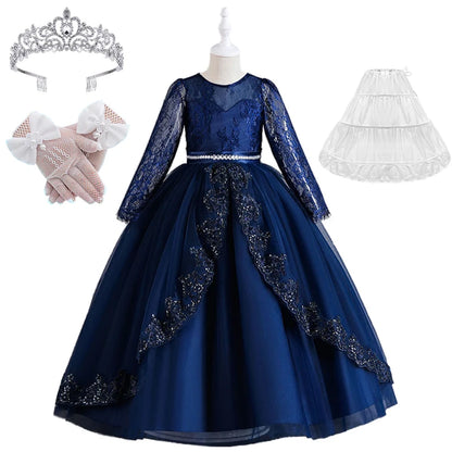 Girls Evening Dress – Lace Embroidered Party Gownn