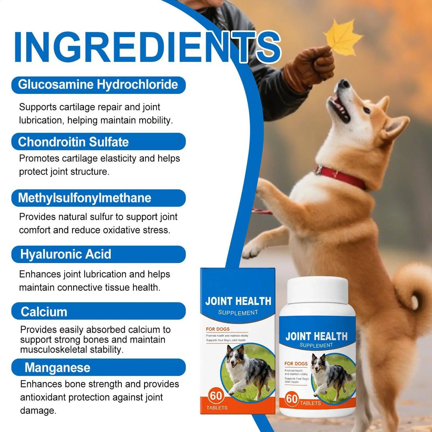 Joint Supplement for Large Dogs – 60 Natural Tablets for Daily Health & Senior Support