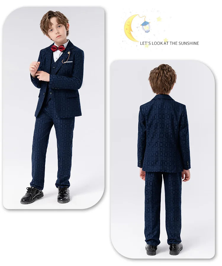 Boys’ Multi-Occasion Suit – Jacket, Vest, Pants & Accessories Set