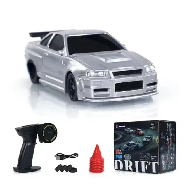 2.4G High-Speed Drift RC Car 1/43 4WD Mini GTR Racing Toy - Perfect Gift for Boys