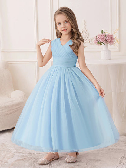 Blue Tulle Princess Dress for Girls – Birthday & Party