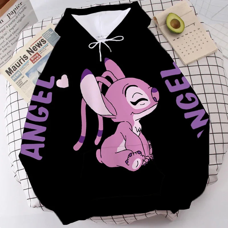 Stitch & Angel Hoodie: Cute & Cozy Cartoon Pullover