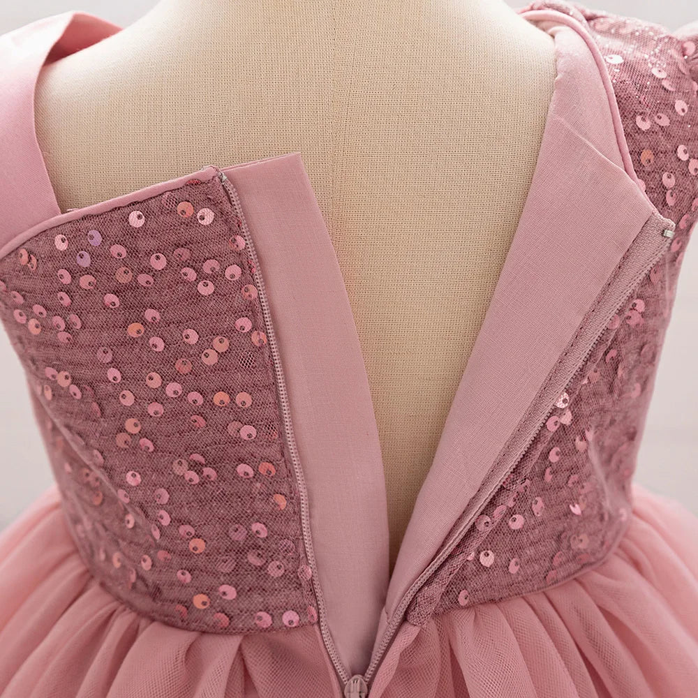 Cute Fly Sleeve Baby Girl Birthday Outfit