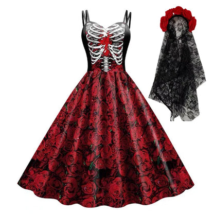 Scary Witch Skull Dress – Halloween Cosplay Outfit