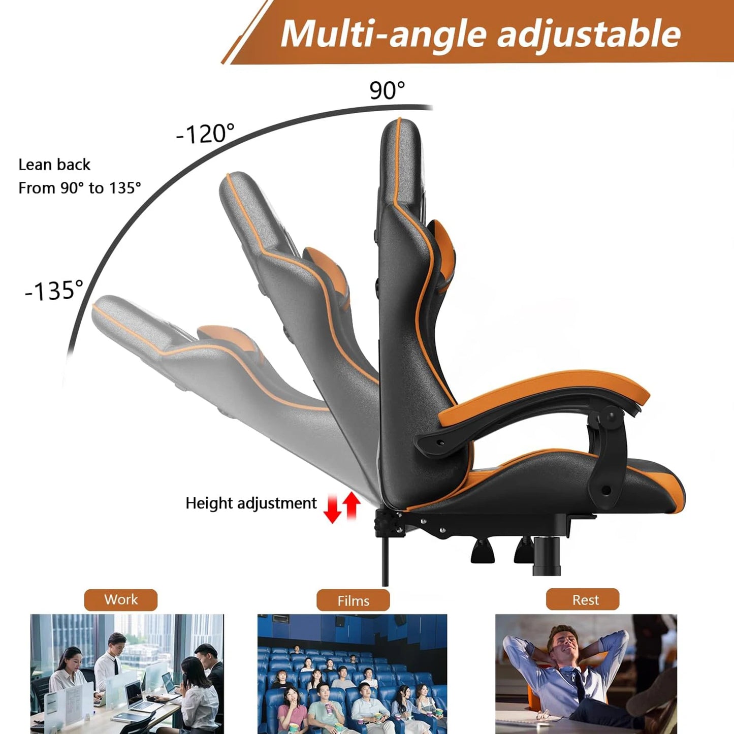 Ergonomic Gaming & Office Chair: PU Leather with Headrest & Lumbar Support