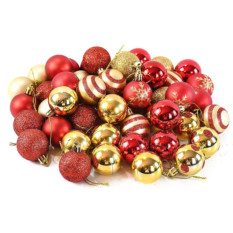 50pcs Christmas Baubles – 4cm Hanging Ornaments for Tree Décor & Holiday Gifts