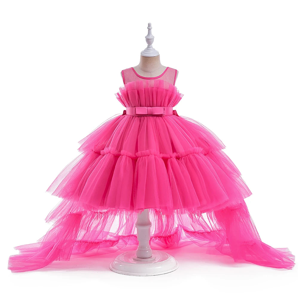 Elegant Red Tulle Dress for Girls – First Communion & Birthday