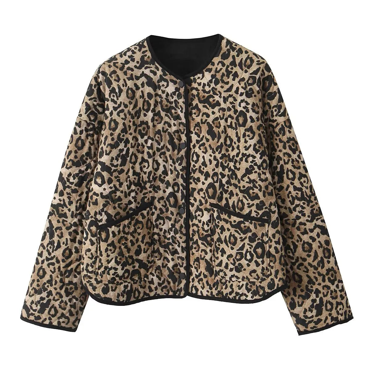 Commuter Style Cotton Jacket – Animal Print & Long Sleeve