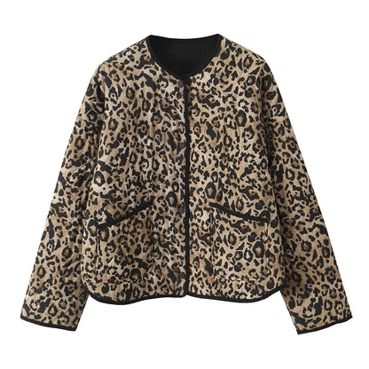 Commuter Style Cotton Jacket – Animal Print & Long Sleeve