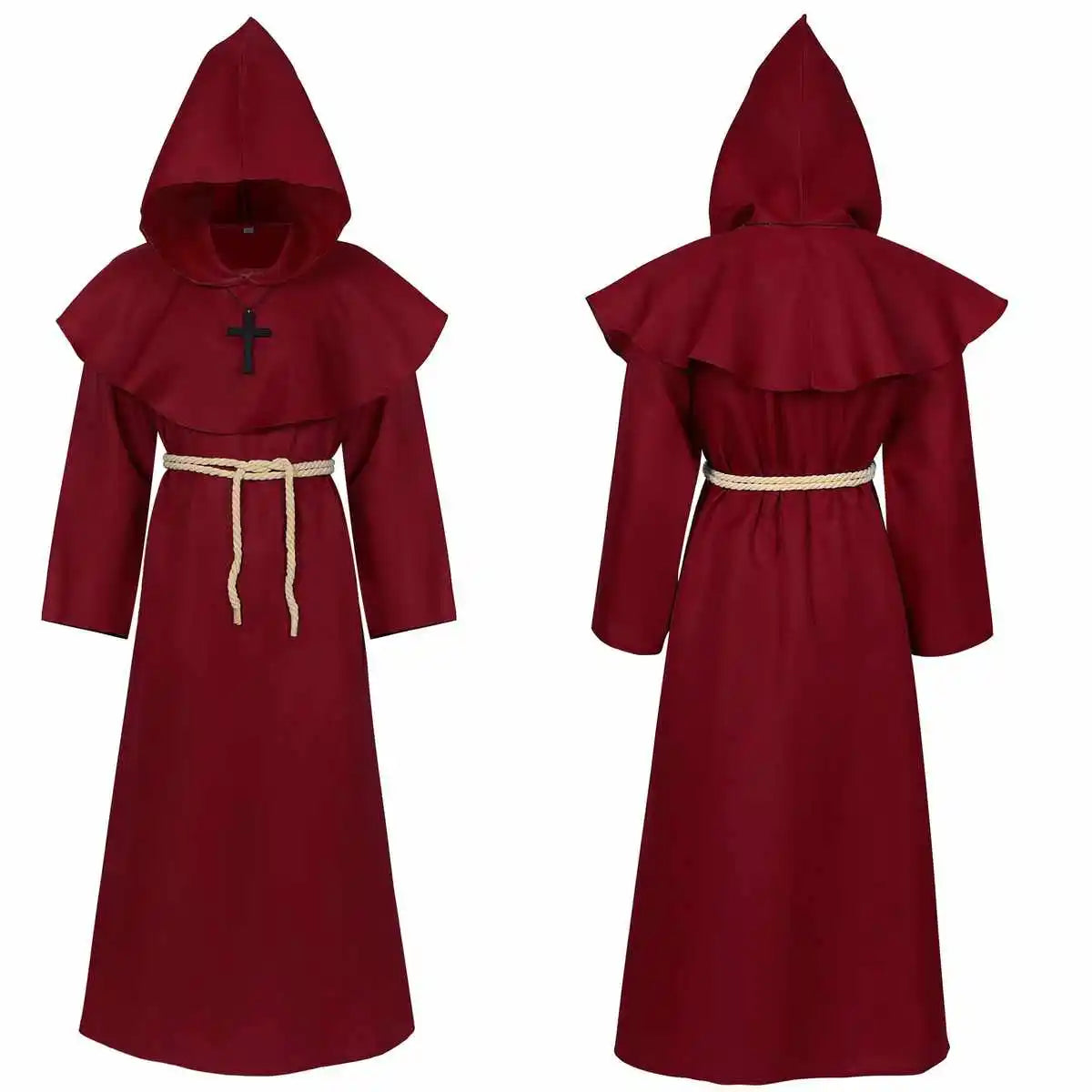 Elegant Medieval Robe – Women’s Halloween Cosplay Costume, Monk Wizard Priest Style