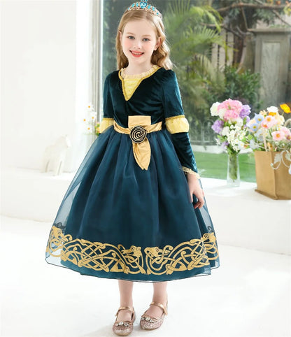 Girls’ Princess Cosplay Dress – Long Sleeve Halloween & Stage Outfit