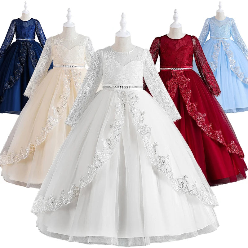 Girls Evening Dress – Lace Embroidered Party Gownn