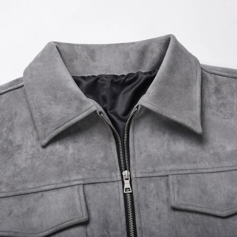 Casual Oversize Men's Jacket – Lapel Zipper Thick Coat