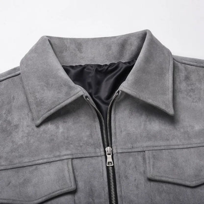 Casual Oversize Men's Jacket – Lapel Zipper Thick Coat