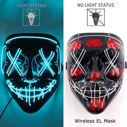 Wireless Neon LED Purge Mask – Glowing Halloween Party Mask