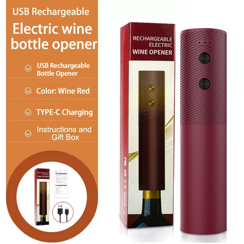 Electric Wine Bottle Opener Automatic Red Wine Corkscrew Rechargeable Wine Opener One-click Button Wine Tools Kitchen Products