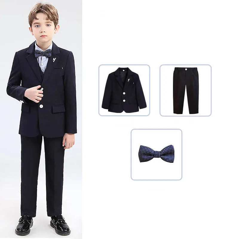 Boys' Formal Wedding Suit Set – Blazer, Vest, Shirt & Pants (Ages 4–12)