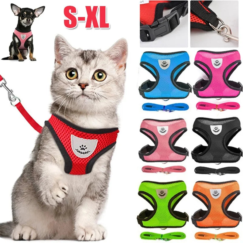 Comfort & Control: Adjustable Reflective Pet Harness with Leash