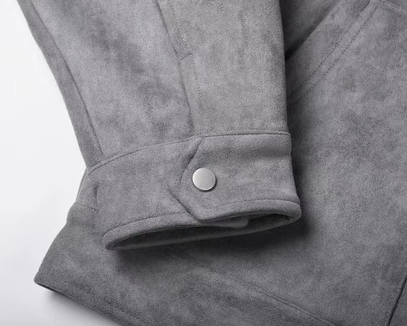 Casual Oversize Men's Jacket – Lapel Zipper Thick Coat