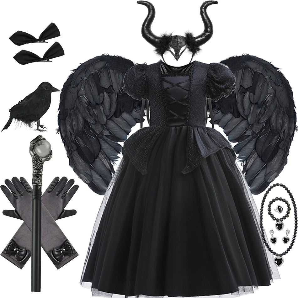 Girls Black Witch Halloween Costume – Luxury Dress