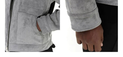 Casual Oversize Men's Jacket – Lapel Zipper Thick Coat