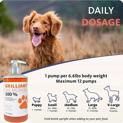 Brilliant 200ml Pure Salmon Oil for Dogs – Natural Omega 21 Fatty Acids, No Chemicals