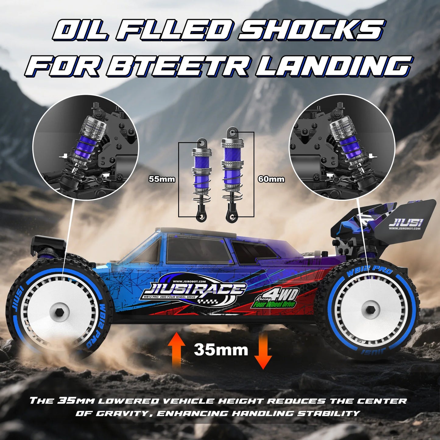 High-Speed 80KM/H RC Car – JIUSI WB12 PRO 4WD Off-Road Toy