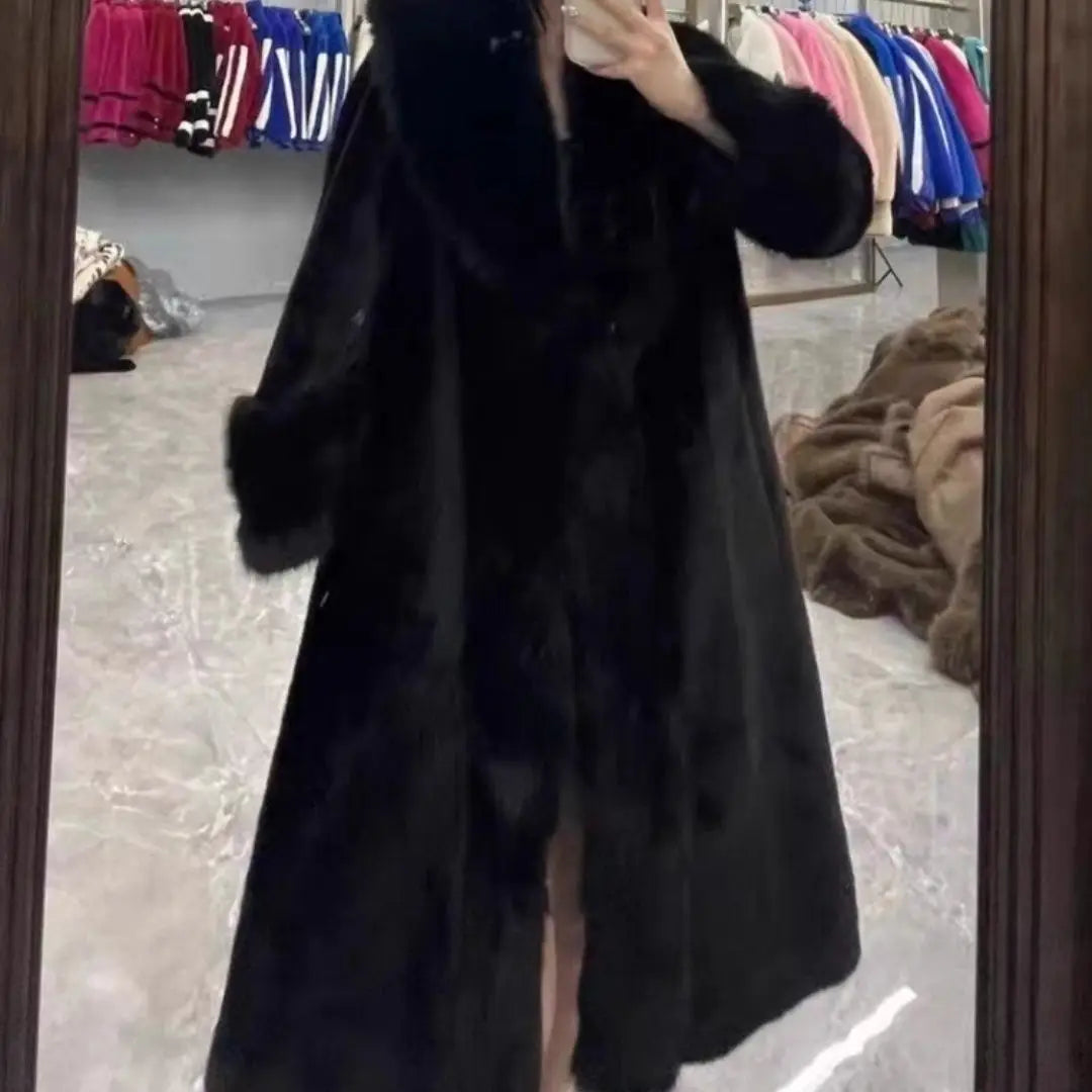 Elegant Faux Fur Long Coat: Warm & Chic