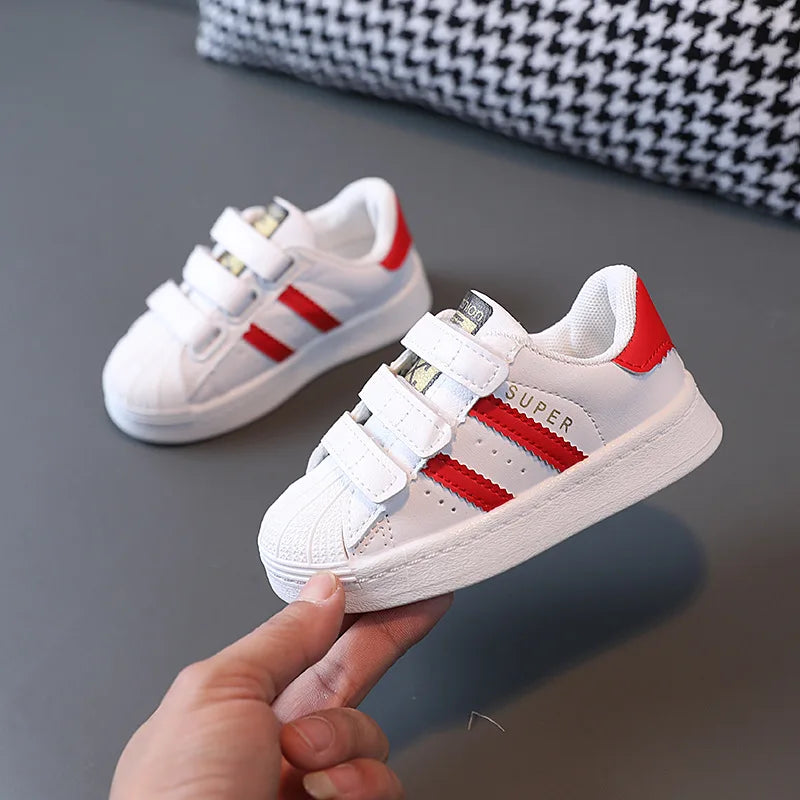 Kids' Fashion White Sneakers – Breathable & Non-Slip Comfort