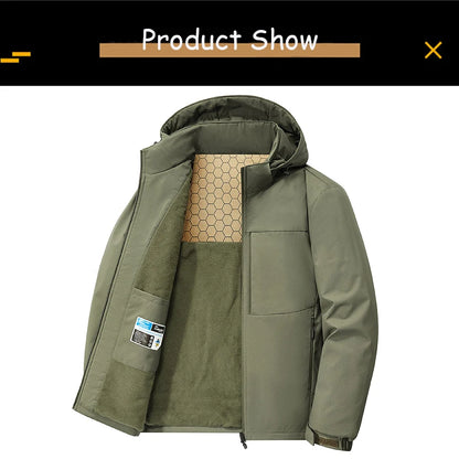 Men’s Solid Color Winter Jacket – Fleece Lined & Windproof