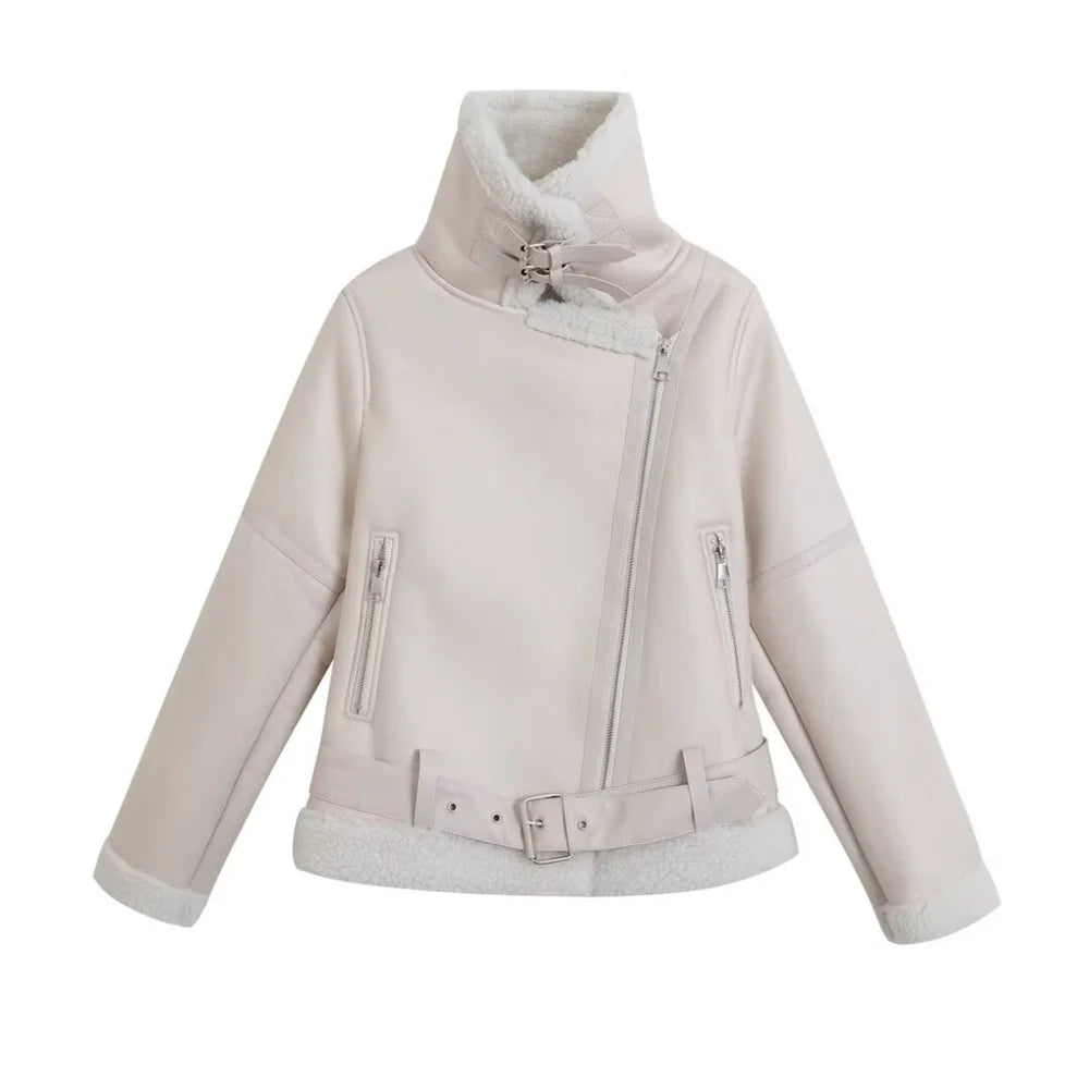 Retro Moto Style Coat – 2024 A/W Women's Fur Outerwear