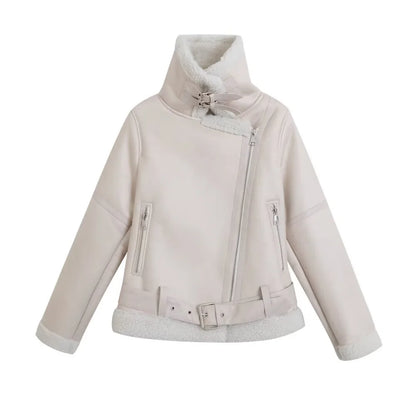 Retro Moto Style Coat – 2024 A/W Women's Fur Outerwear