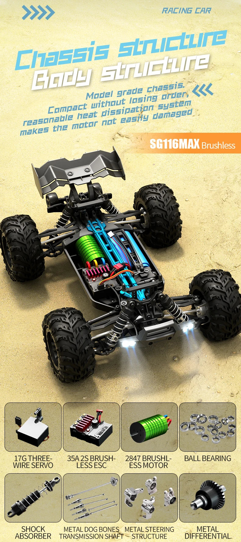 1:16 ZLL SG116 RC Car – Brushless 4WD Off-Road Drift Racing Toy