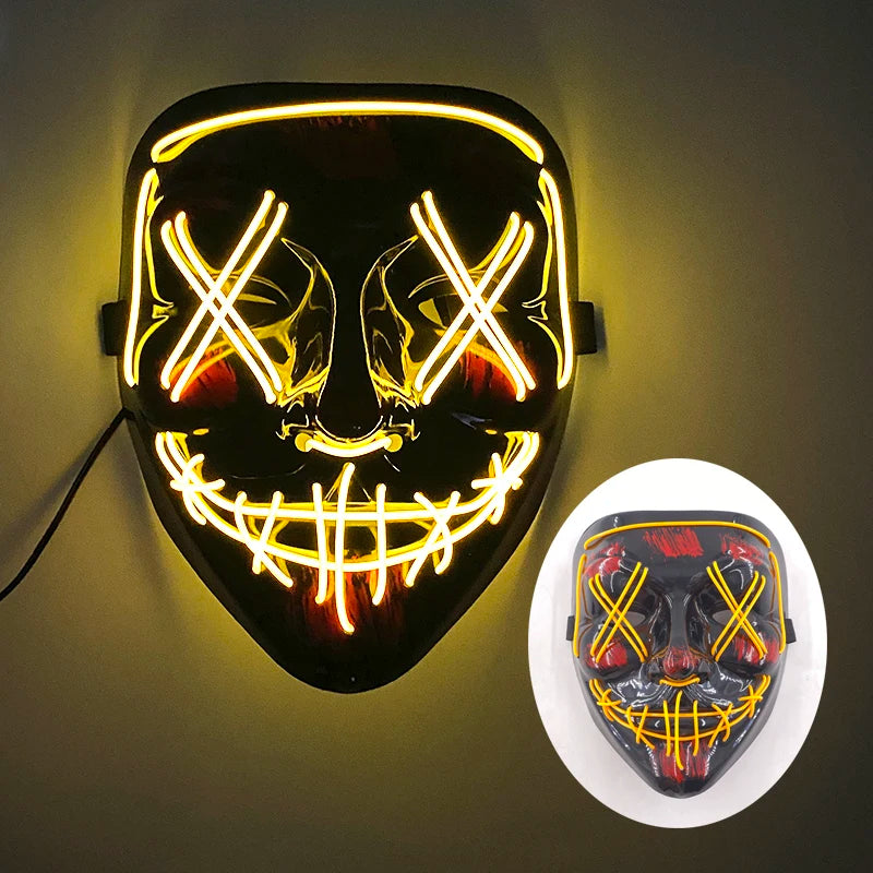 Halloween Light-Up Mask – Neon LED Marshmallow Headgear