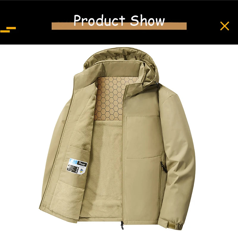 Men’s Solid Color Winter Jacket – Fleece Lined & Windproof