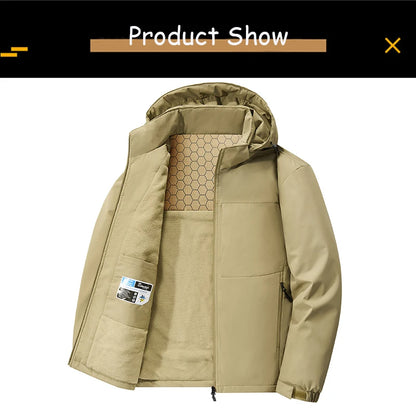 Men’s Solid Color Winter Jacket – Fleece Lined & Windproof