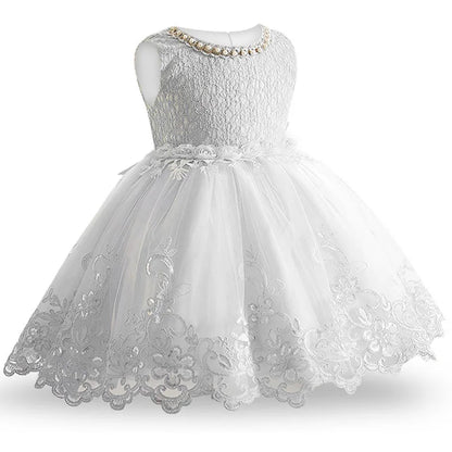 Pearl-Embellished Baby Dress – Formal Pageant Gown