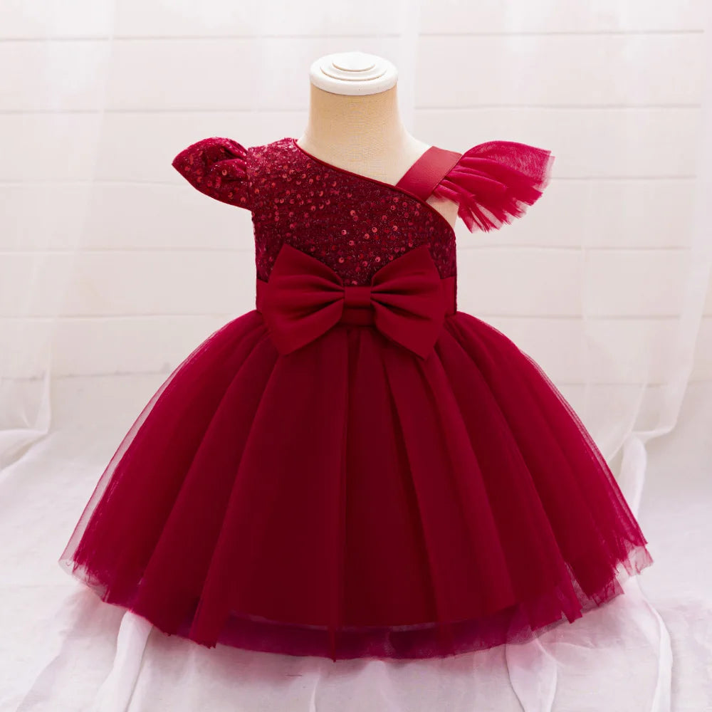 Cute Fly Sleeve Baby Girl Birthday Outfit
