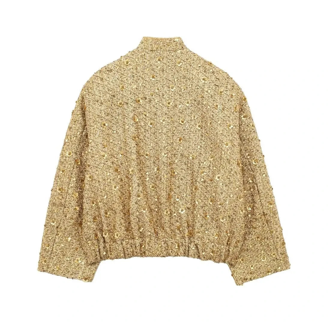 Golden Glam: Y2K Sequin Jacket for Autumn & Winter