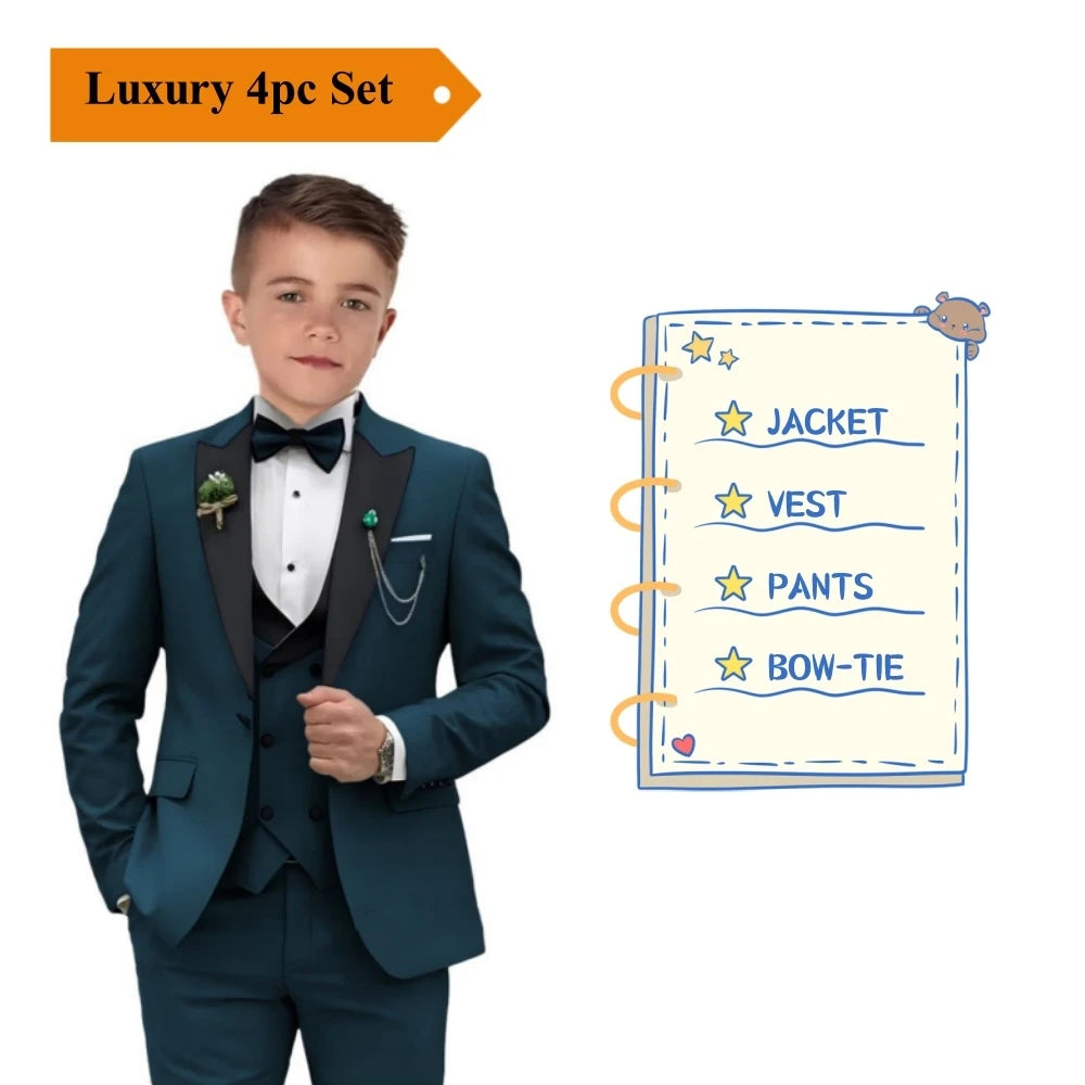 Elegant Burgundy Boy’s 3-Piece Suit – Blazer, Vest & Pants for Weddings or Photoshoots