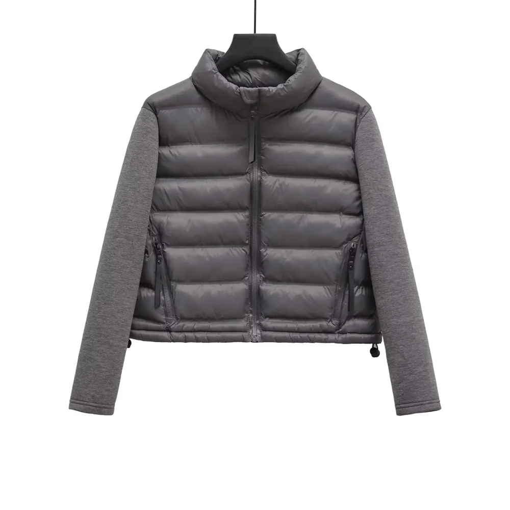 Modern Edge: Spliced Cotton Jacket with Stand Collar