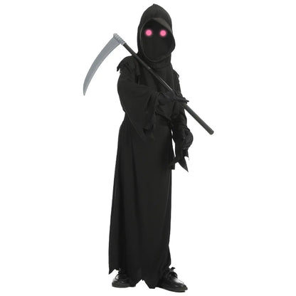 Scary Skeleton Grim Reaper Robe for Children – Ghost Costume with Props