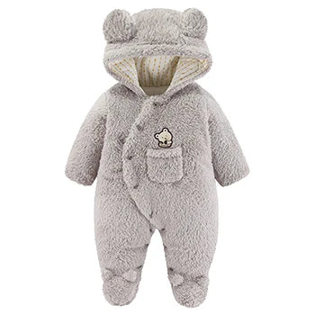 Hooded Bear Jumpsuit for Babies – Soft & Cozy
