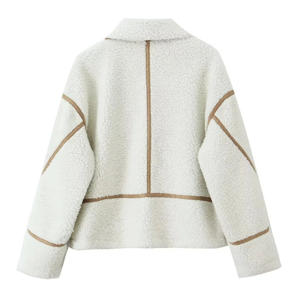 Women's Warm Long Sleeve Jacket with Zipper Pockets