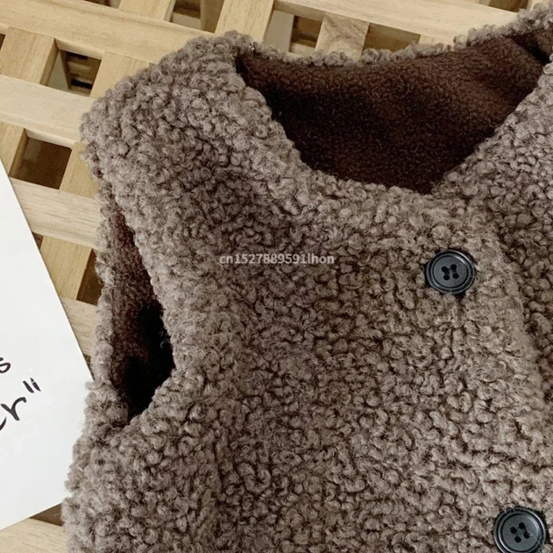 Autumn Winter Kids’ Plush Waistcoat – Soft & Cozy