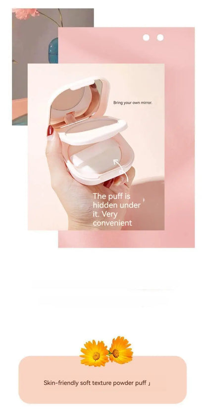 Brighten & Set: Portable Oil Control Makeup Powder with Mirror