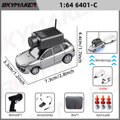 FPV Mini Car Toy – 1:64 RC Camera Car with LED Ambient Lights