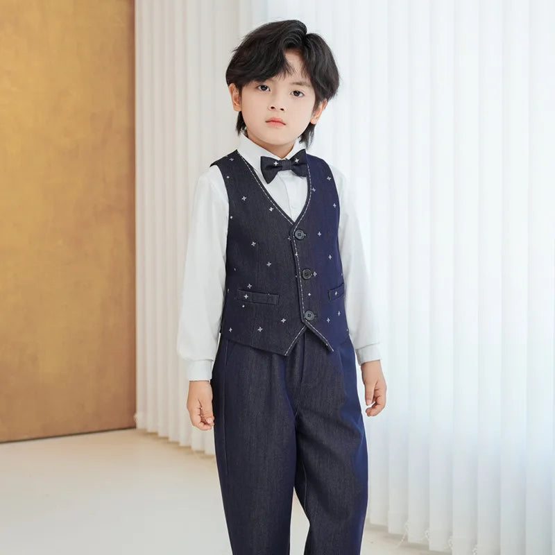 Boys’ Star Print Suit – 3/4/5Pc Formal Outfit (1–10Y)