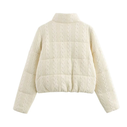 Cozy High Collar Knitted Cotton Jacket
